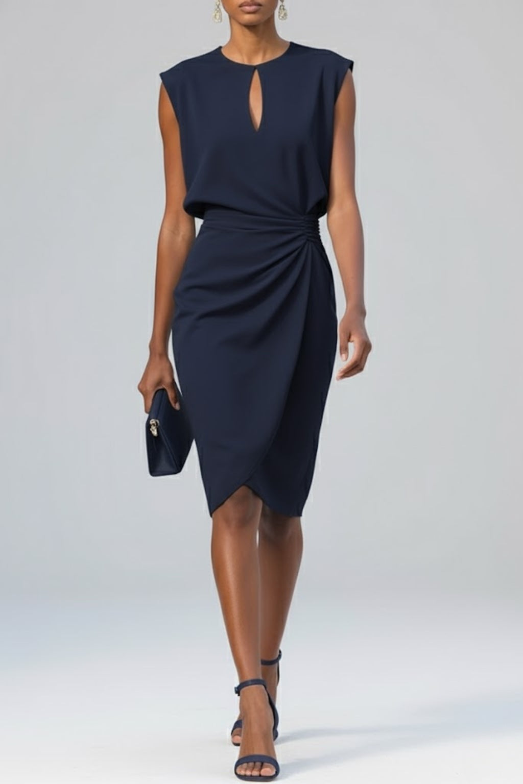 Lotte | Cocktailjurk Feest Dames Sleutelhalsdetail Geplooide Taille