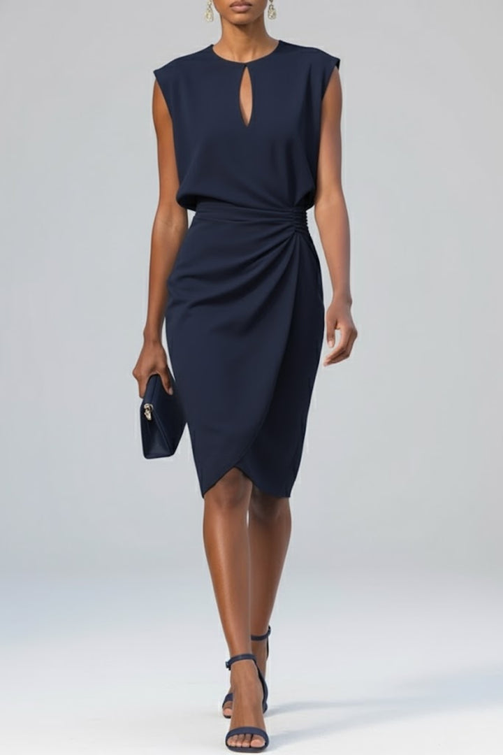 Lotte | Cocktailjurk Feest Dames Sleutelhalsdetail Geplooide Taille