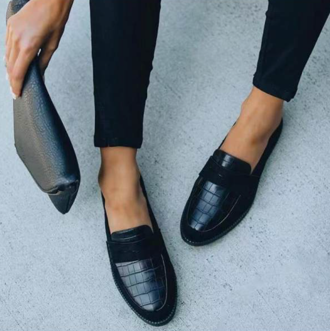 Lotte | Penny Loafers Dames Croco Print Instapper