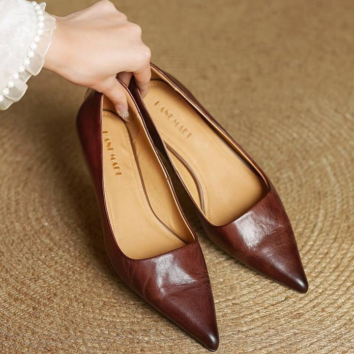 Lotte | Pumps Dames Leer Spitse Neus Kittenhak