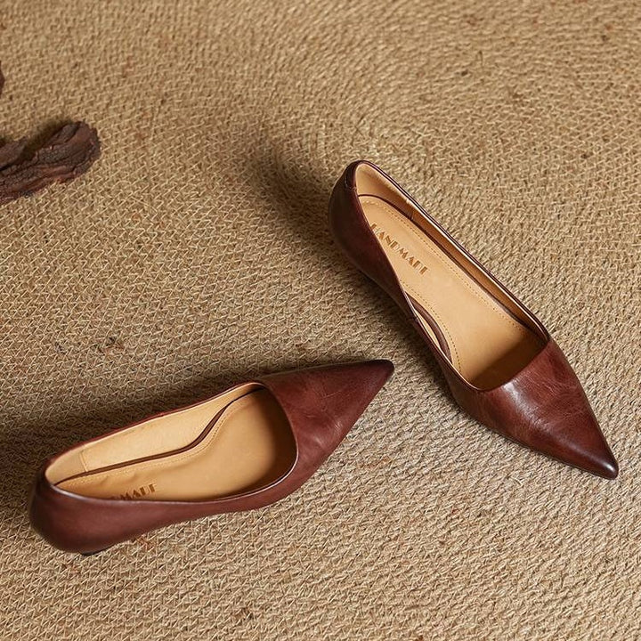 Lotte | Pumps Dames Leer Spitse Neus Kittenhak