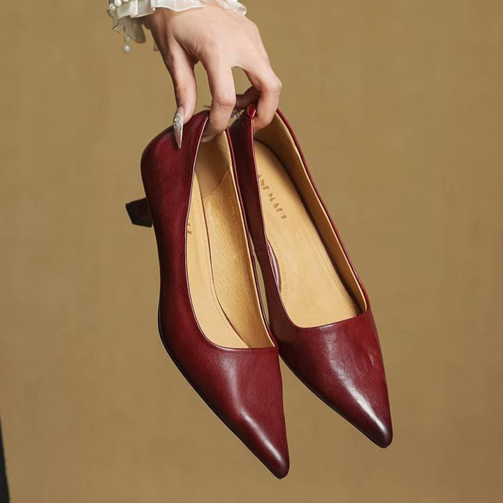 Lotte | Pumps Dames Leer Spitse Neus Kittenhak