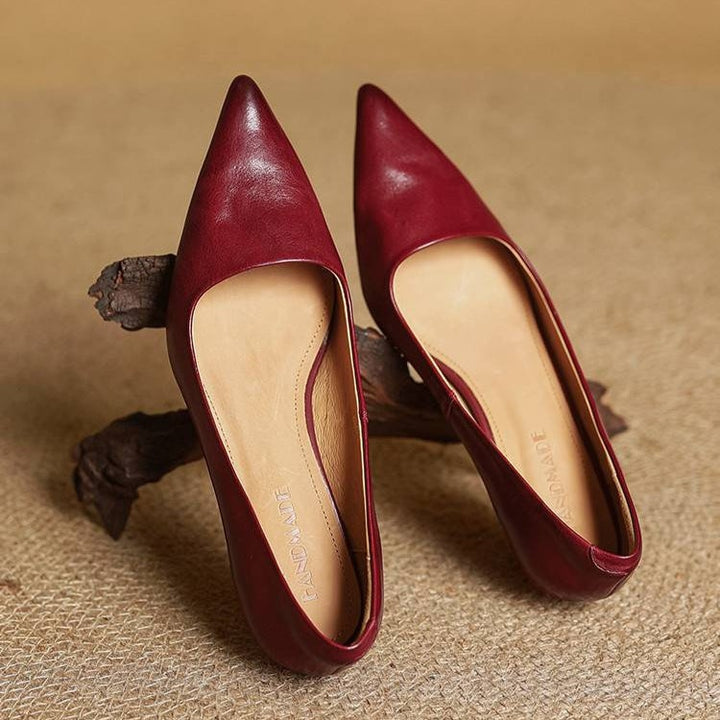 Lotte | Pumps Dames Leer Spitse Neus Kittenhak