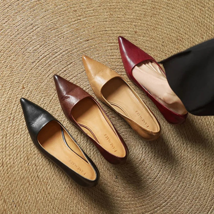 Lotte | Pumps Dames Leer Spitse Neus Kittenhak
