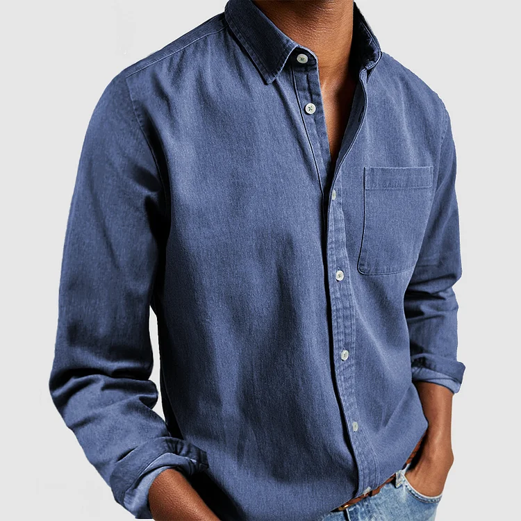 Lucas | Overhemd Heren Lange Mouw Button-Down Borstzak