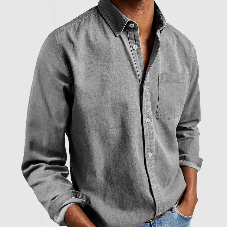 Lucas | Overhemd Heren Lange Mouw Button-Down Borstzak