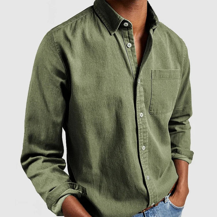 Lucas | Overhemd Heren Lange Mouw Button-Down Borstzak