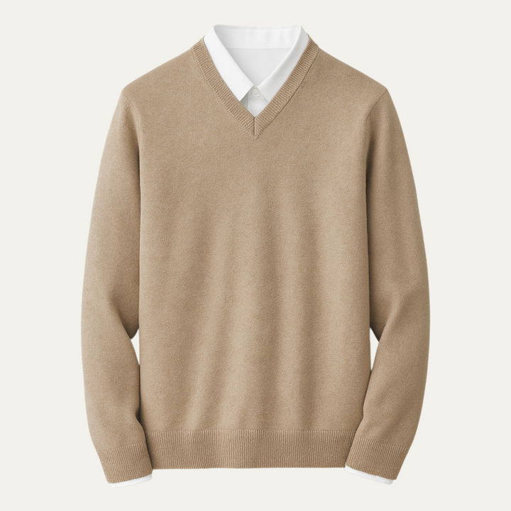 Luuk | Cashmere Trui met V-Hals Heren Gebreid