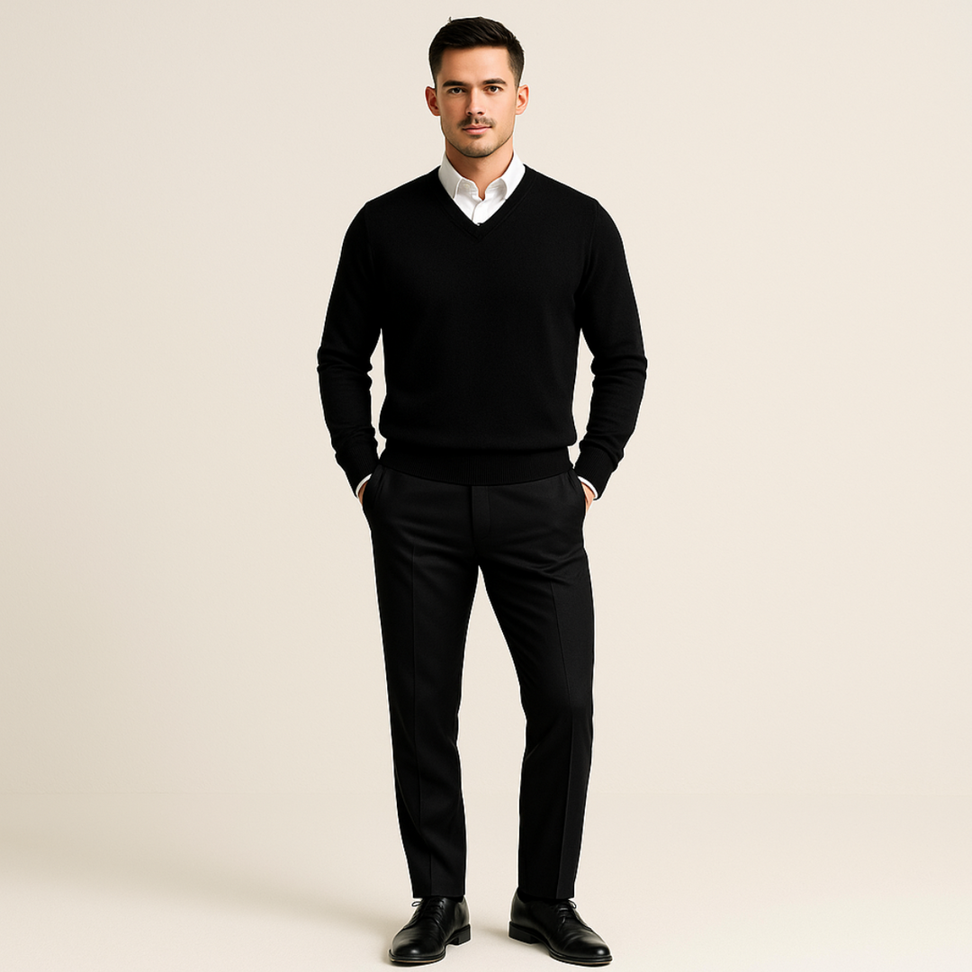 Luuk | Cashmere Trui met V-Hals Heren Gebreid