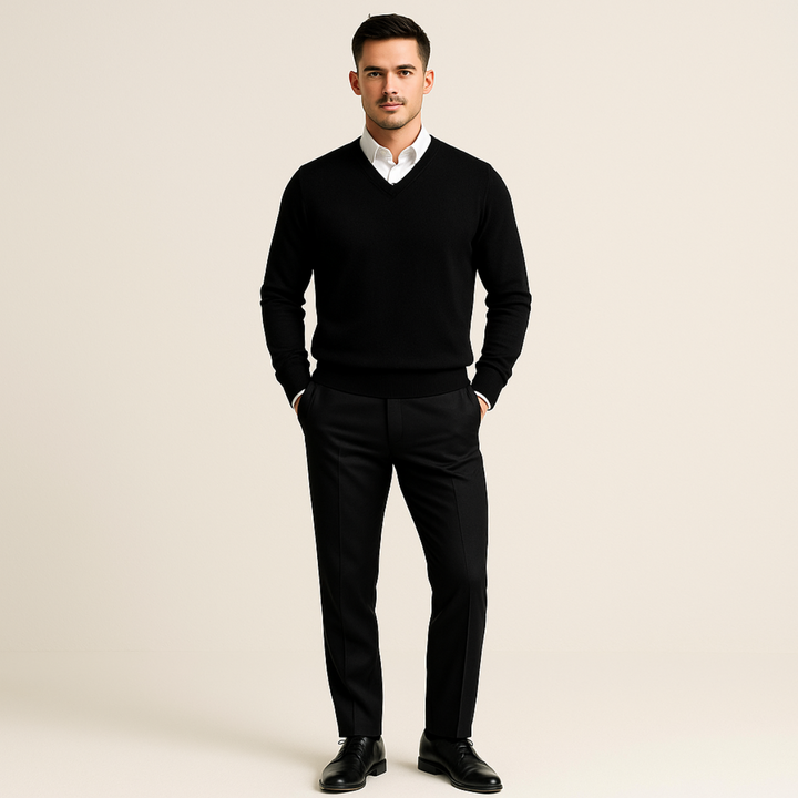 Luuk | Cashmere Trui met V-Hals Heren Gebreid