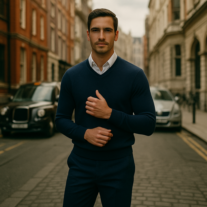 Luuk | Cashmere Trui met V-Hals Heren Gebreid