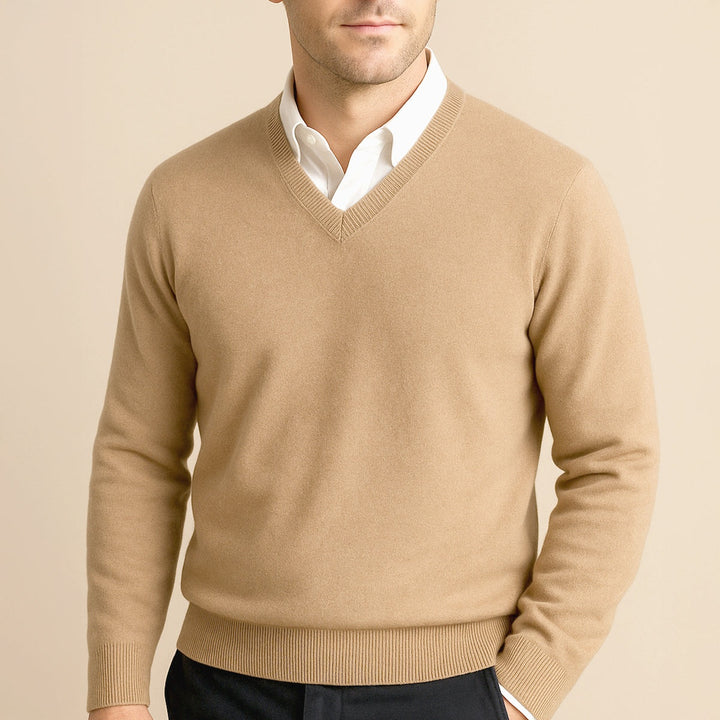 Luuk | Cashmere Trui met V-Hals Heren Gebreid