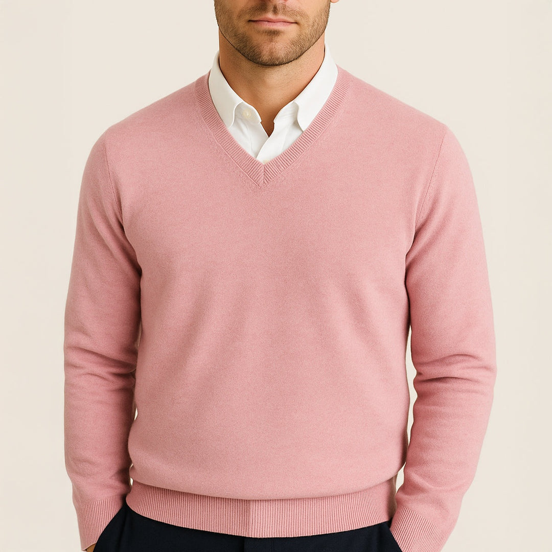 Luuk | Cashmere Trui met V-Hals Heren Gebreid
