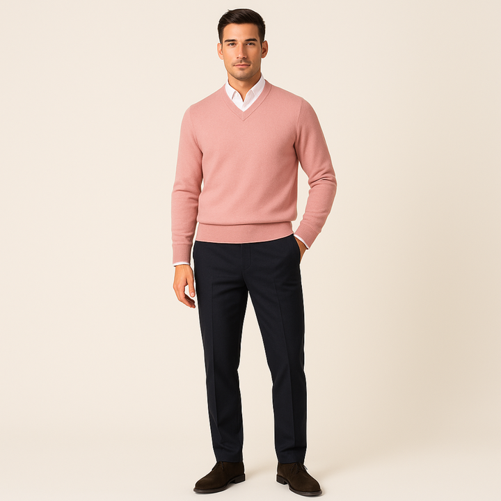 Luuk | Cashmere Trui met V-Hals Heren Gebreid