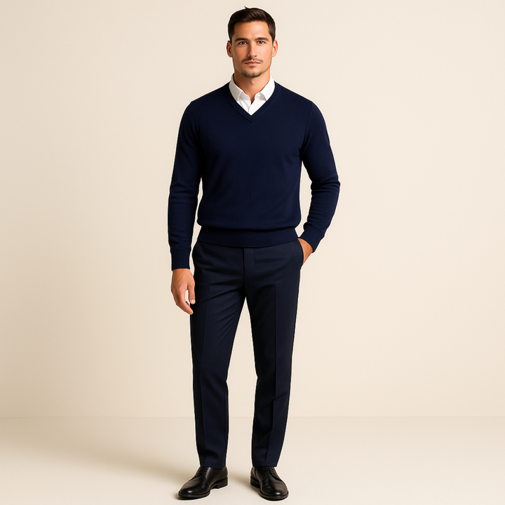 Luuk | Cashmere Trui met V-Hals Heren Gebreid
