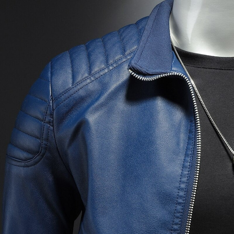 Lysander | Men's Leather Moto Jacket with Quilted Shoulders