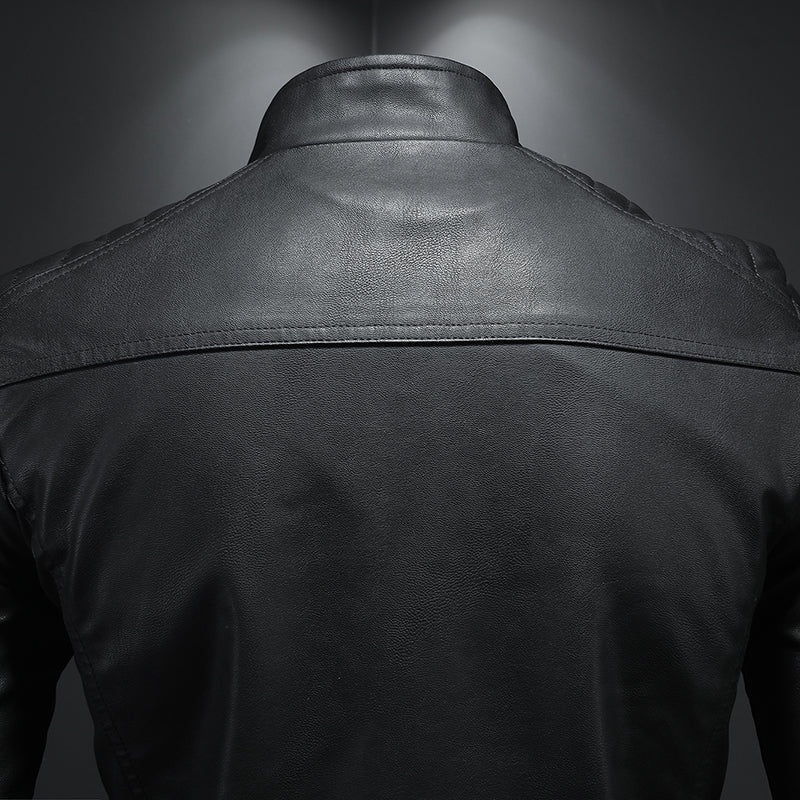Lysander | Men's Leather Moto Jacket with Quilted Shoulders