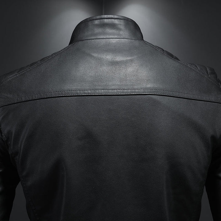 Lysander | Men's Leather Moto Jacket with Quilted Shoulders