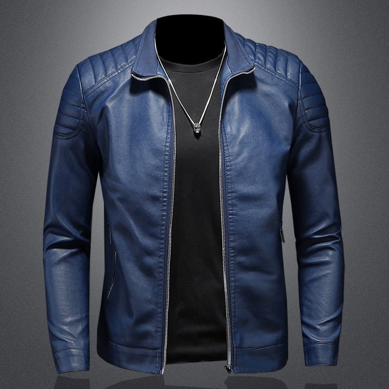 Lysander | Men's Leather Moto Jacket with Quilted Shoulders