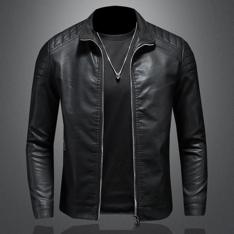 Lysander | Men's Leather Moto Jacket with Quilted Shoulders