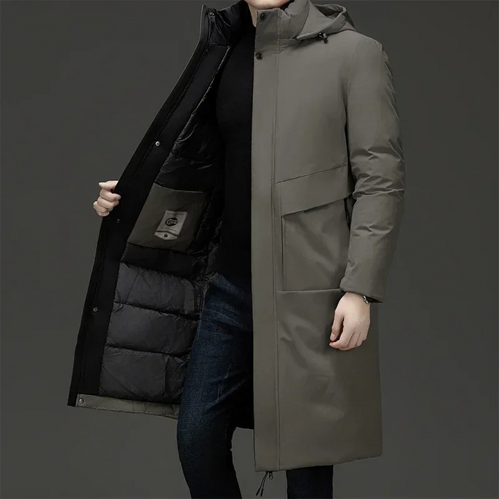 Lysander | Men's Long Padded Puffer Coat with Hood