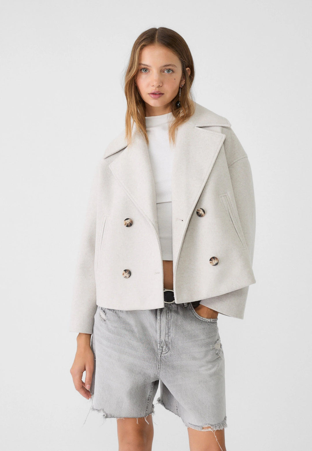 Magnolia | Women's Cropped Wool-Look Peacoat Jacket Double-Breasted