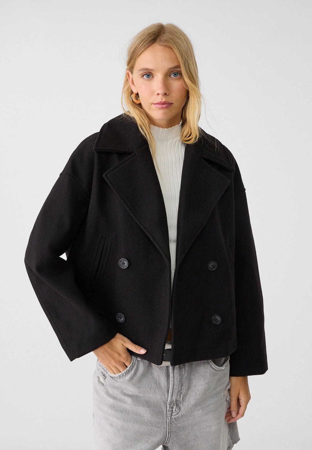 Magnolia | Women's Cropped Wool-Look Peacoat Jacket Double-Breasted