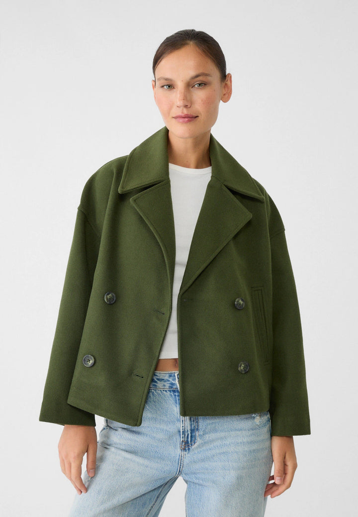 Magnolia | Women's Cropped Wool-Look Peacoat Jacket Double-Breasted