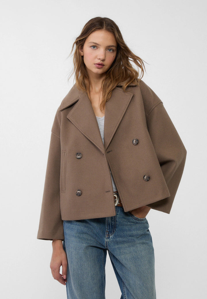 Magnolia | Women's Cropped Wool-Look Peacoat Jacket Double-Breasted