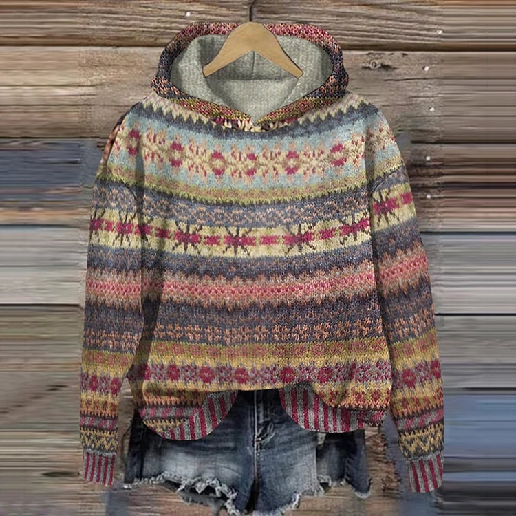 Magnolia | Women's Fair Isle Knit Sweater Hoodie Sweatshirt