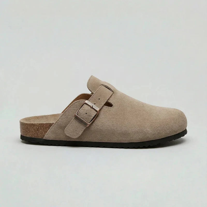 Margot | Women's Suede Clogs Slip-On Mules with Buckle Strap