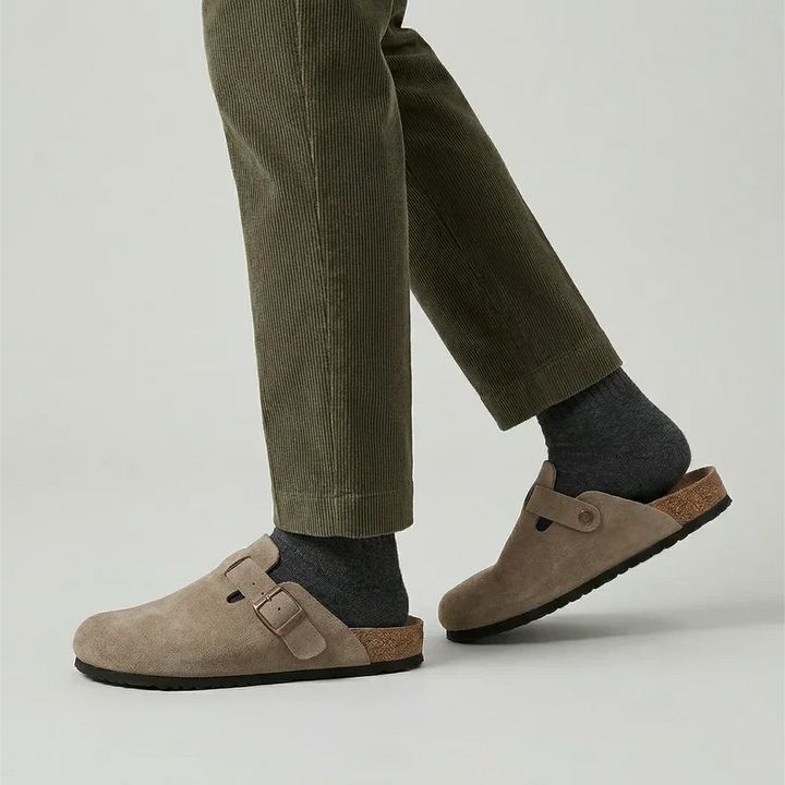 Margot | Women's Suede Clogs Slip-On Mules with Buckle Strap