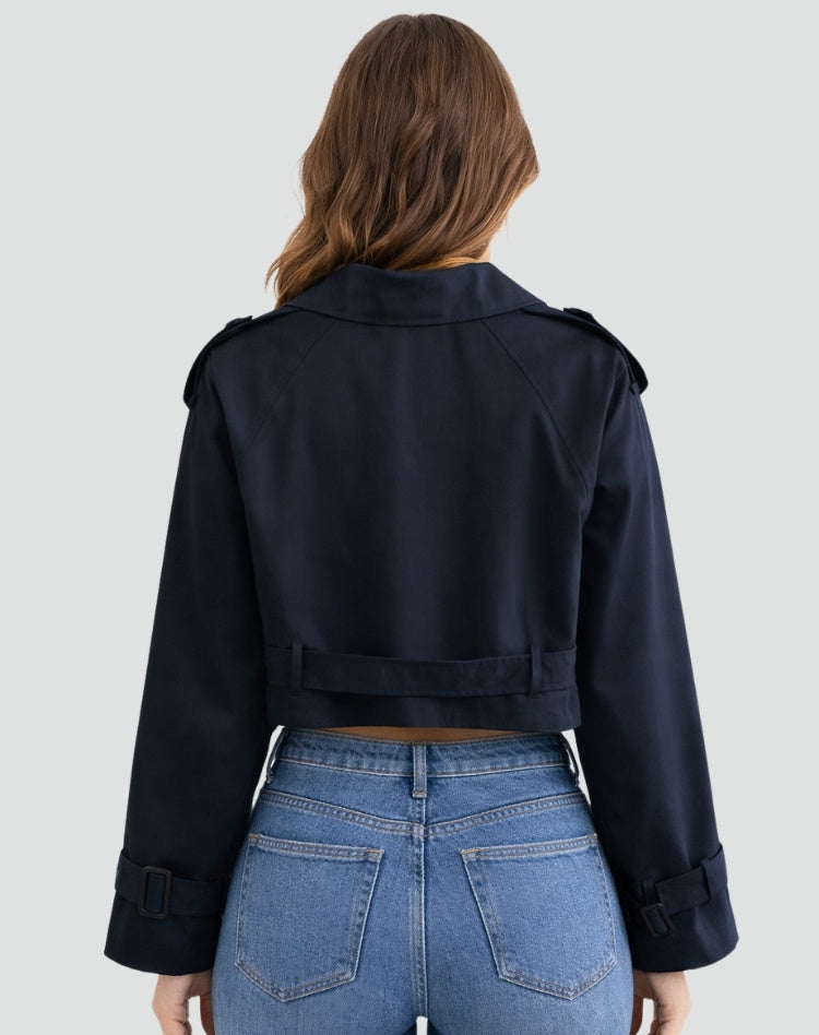 Marguerite | Women's Cropped Cotton Trench Coat with Belt