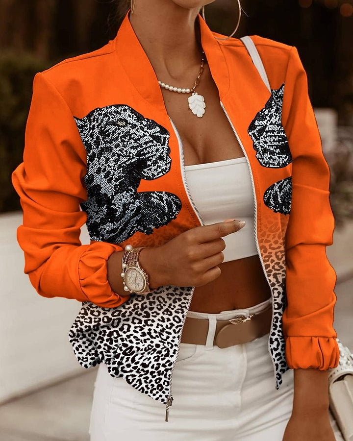 Marguerite | Women's Floral Zip Up Bomber Jacket