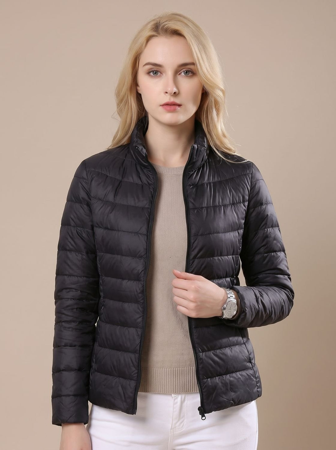 Marguerite | Women's Lightweight Quilted Down Jacket with Stand Collar