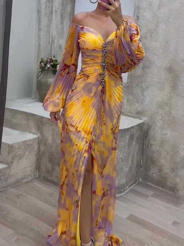 Marguerite | Women's Long Sleeve Formal Dress Off Shoulder Maxi