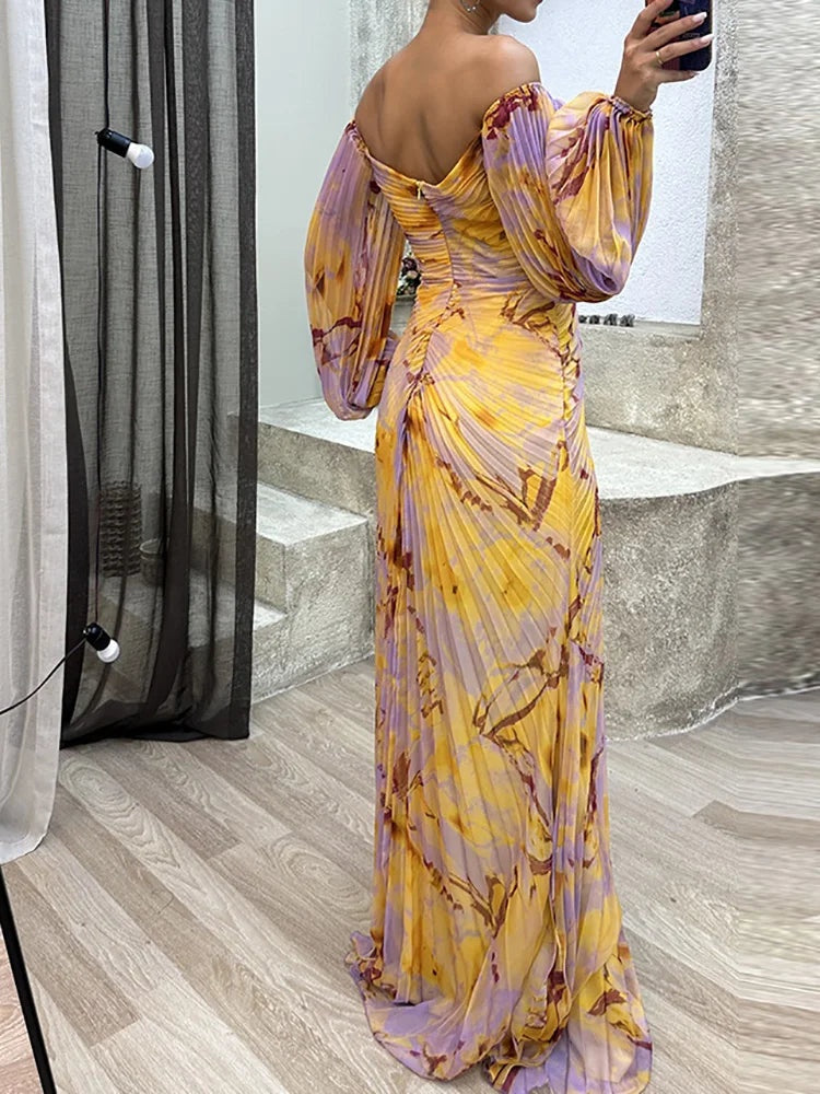 Marguerite | Women's Long Sleeve Formal Dress Off Shoulder Maxi