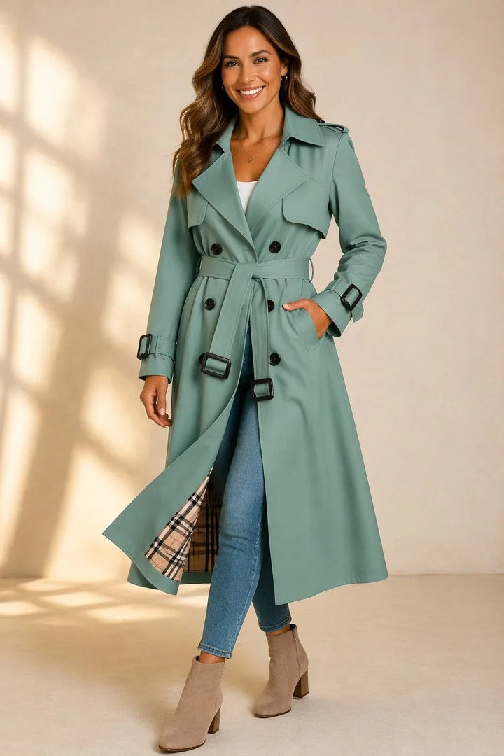 Marguerite | Women's Long Trench Jacket Double Breasted with Belt