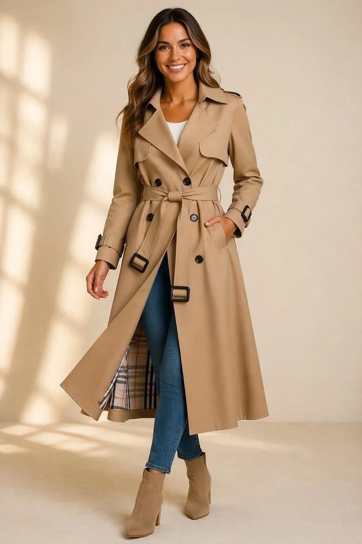 Marguerite | Women's Long Trench Jacket Double Breasted with Belt