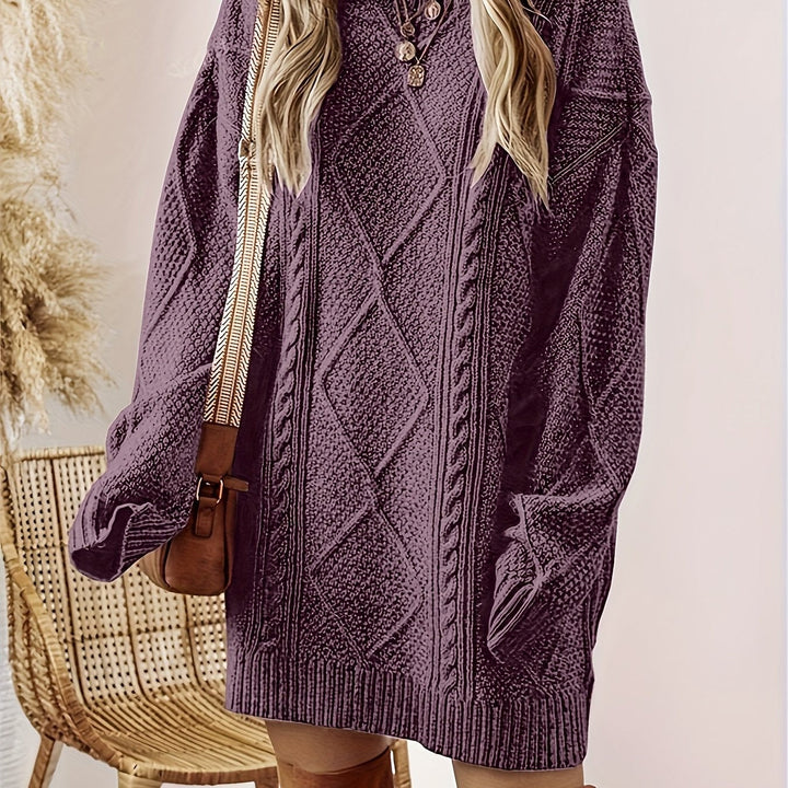 Marisol | Women's Cable Knit Sweater Dress Long Sleeve Mini
