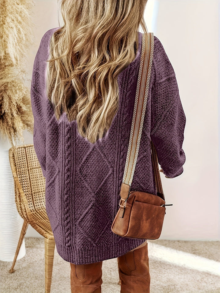 Marisol | Women's Cable Knit Sweater Dress Long Sleeve Mini