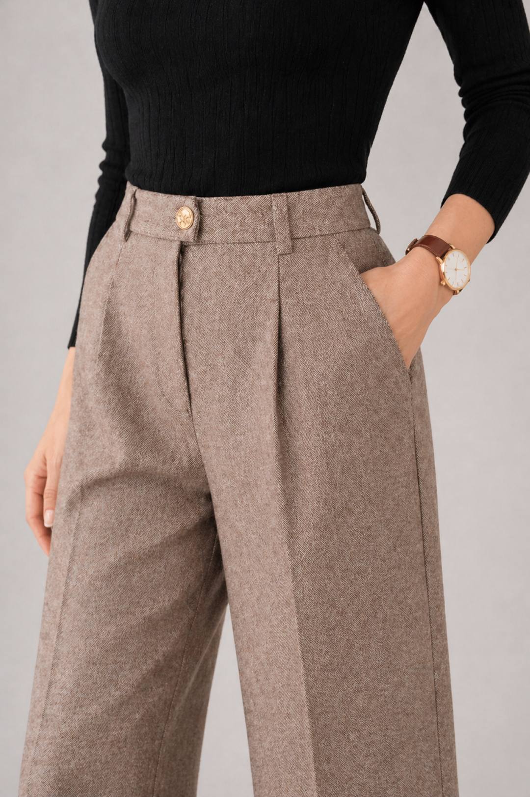 Marit | Dames Broeken Hoge Taille Wide Leg Geplooide Broek