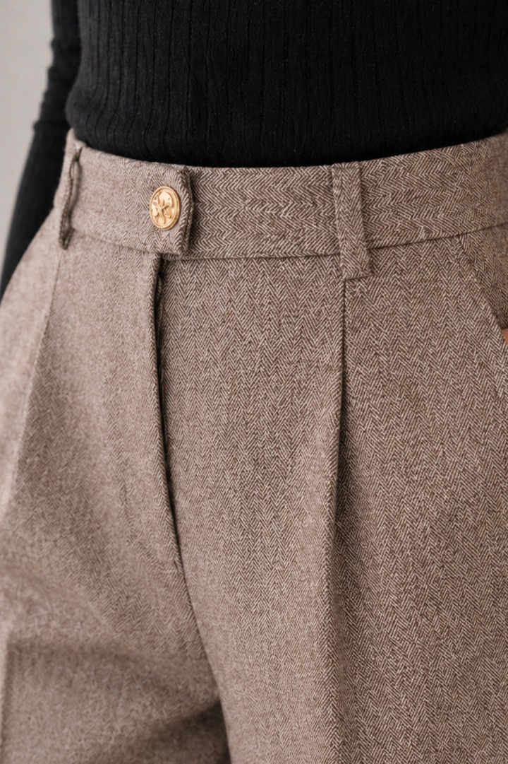 Marit | Dames Broeken Hoge Taille Wide Leg Geplooide Broek