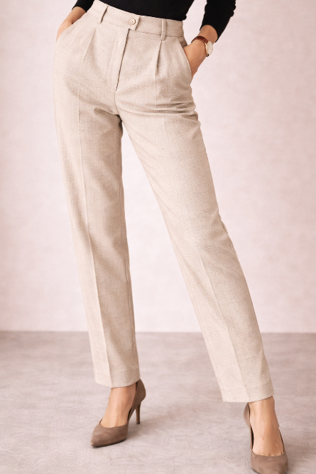 Marit | Dames Broeken Hoge Taille Wide Leg Geplooide Broek