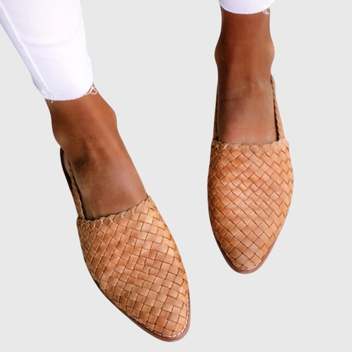 Marit | Geweven Loafers Dames Plat Puntneus