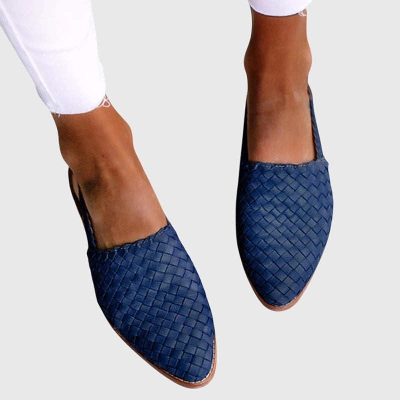 Marit | Geweven Loafers Dames Plat Puntneus