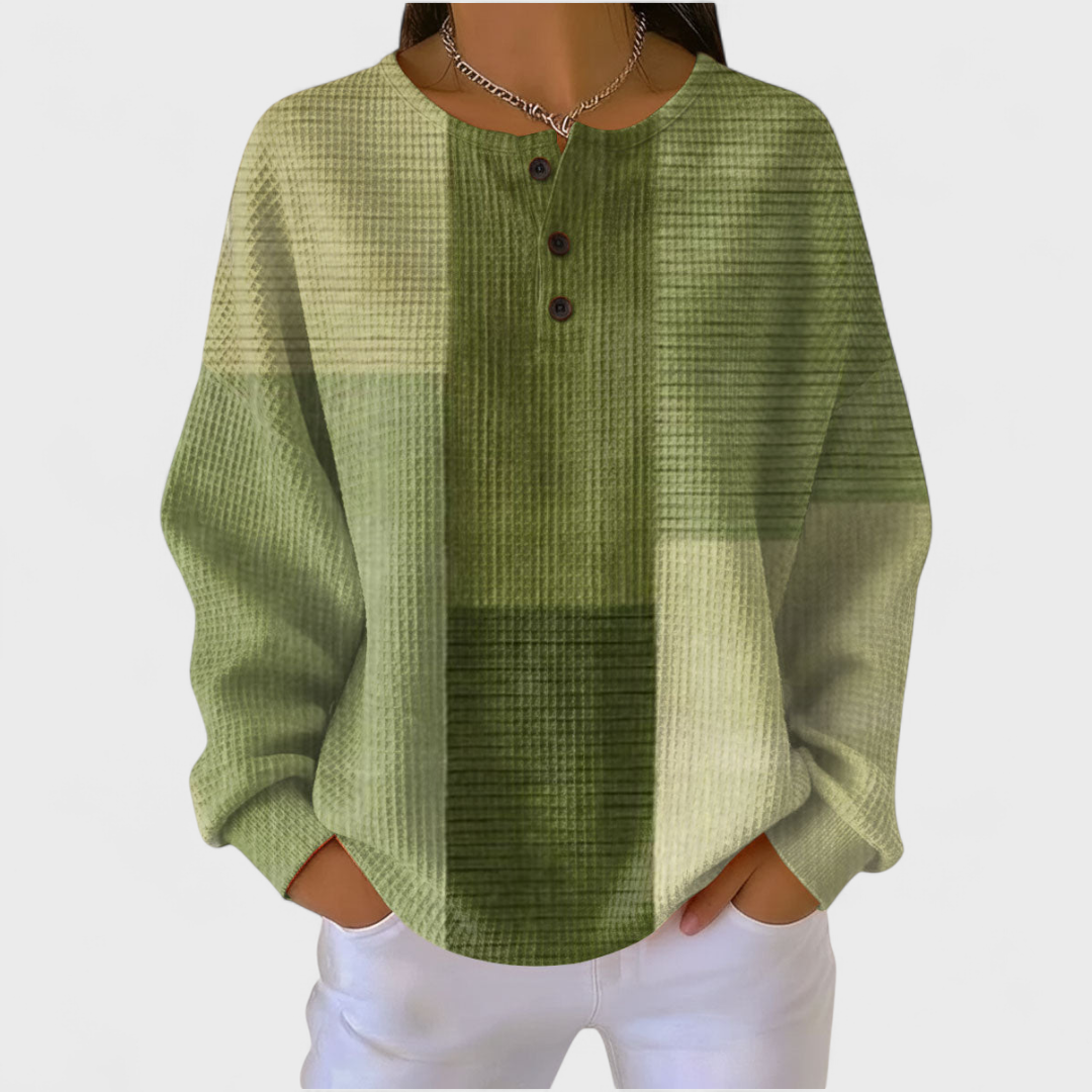 Marit | Leuke Truien Dames Waffle Knit Colour Block Lange Mouw