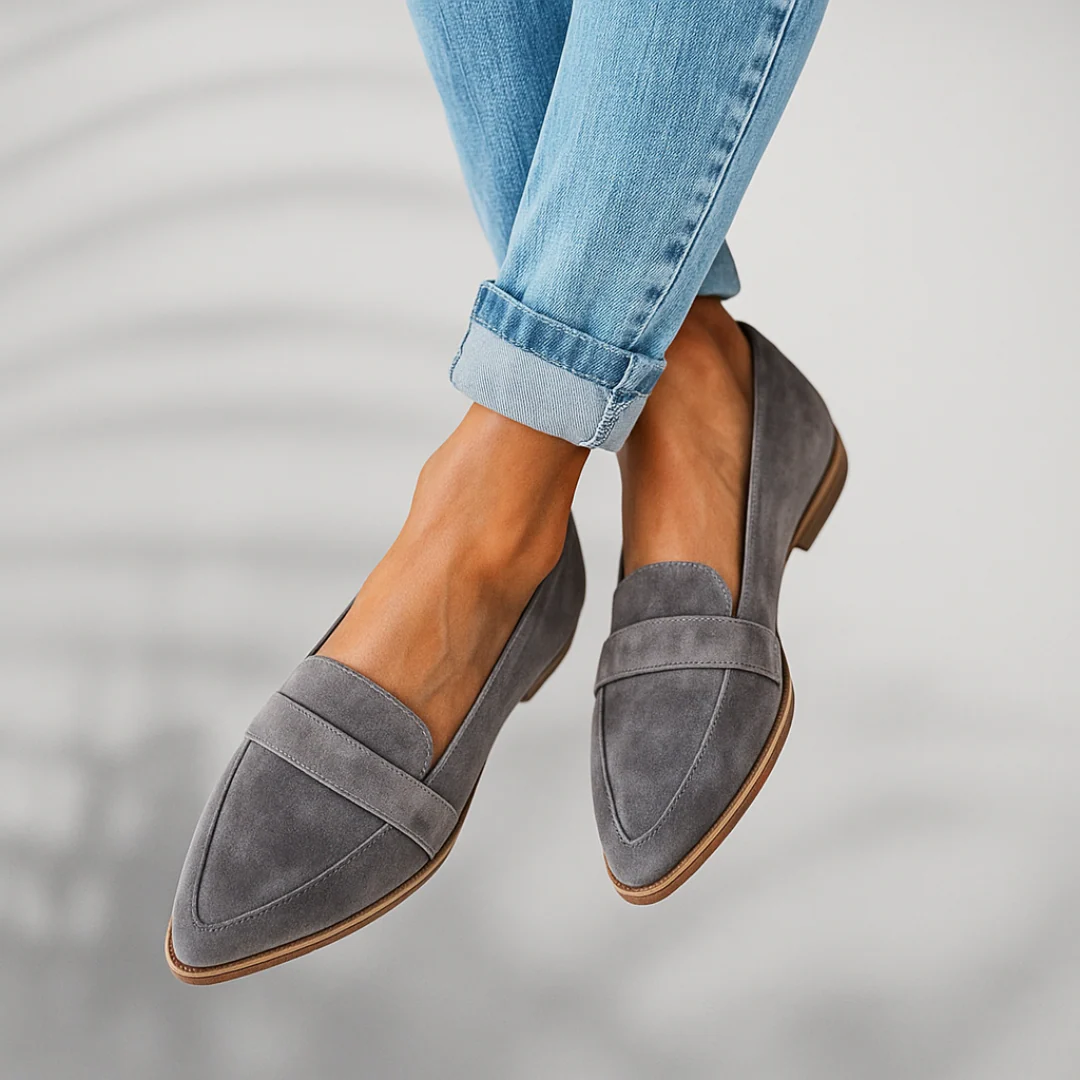 Marleen | Penny Loafers Dames Suède Platte Zool