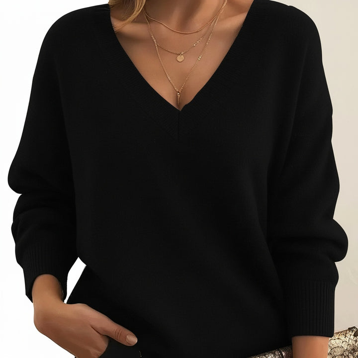 Marleen | Trui met V Hals Dames Gebreid Sweater