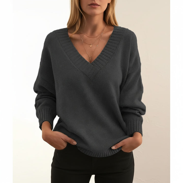 Marleen | Trui met V Hals Dames Gebreid Sweater